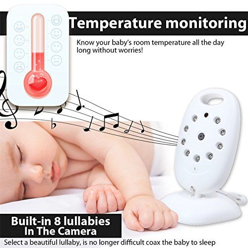  Sealive Smart WiFi Video Screen Monitor,Nursery Baby With 8 Lullaby Muscial Sound And Fever Temperature Sensor Monitor,Best Audio Night Vision Radio Nanny For 1-5 Years Old Todller