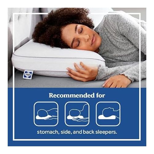 씰리 Sealy Essentials Memory Foam Bed Pillow for Pressure Relief, Adaptive Memory Foam Pillow with Washable Knit Cover, Standard, 24 x 16 in x 5 in,White