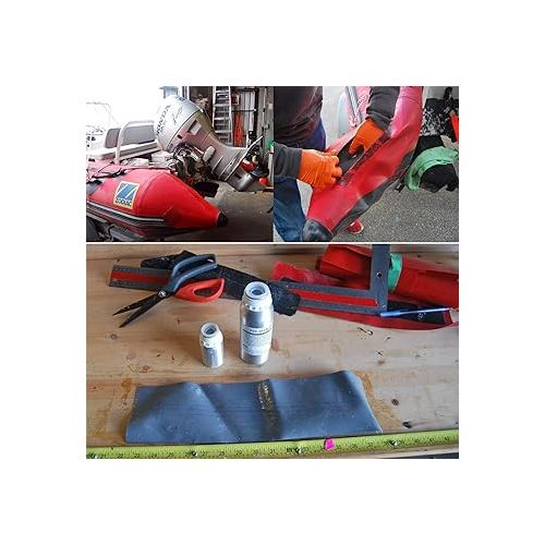  Seamax Commercial Grade 2 Part Marine Adhesive for All PVC and Hypalon Inflatable Boats, Sealed in Aluminum Bottles for Long Term Storage (PVC 250ml 2 Part Glue, with Black Material)