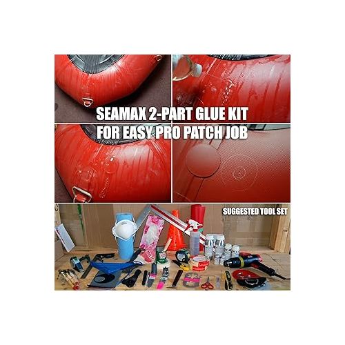  Seamax Commercial Grade 2 Part Marine Adhesive 250ml for Hypalon Inflatable Boats, Sealed in Aluminum Bottles for Long Term Storage, Factory Condition for Repairs or Installation