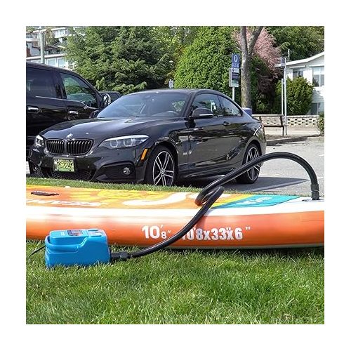  Seamax Sup 16DB PRO Double Stage 16PSI Electric Air Pump with Built-in Battery for Inflatable SUP and Boat, Intelligent Firmware with Built-in Temperature Sensor and Timer