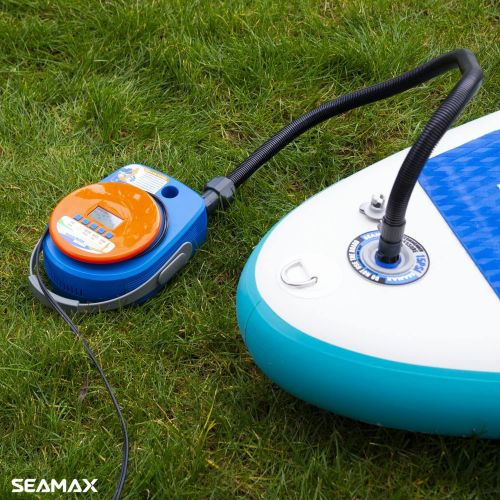  SEAMAX SUP Electric Air Pump for Inflatable Paddle Board & Boat, High Speed Double Stage for Inflation and Deflation, Max 20 PSI and Additional 5 Valve Fittings Included