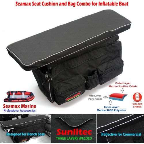  Seamax Sunlitec Inflatable Boat Bench Seat Cushion and Detachable Seat Bag Combo, with Reflective Line