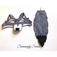 SeaminglySarah Childs Gray Felt Wolf Mask and Tail