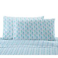 Seaside Resort Seahorses Sheet Set, King, Multi: White,Blue,Aqua,Coral