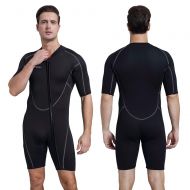 Seaskin Mens 3mm Shorty Wetsuit, Premium Neoprene Front Zip Short Sleeve Off Springsuit Wetsuit Jacket for Scuba Diving Snorkeling Surfing