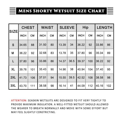  Seaskin Mens 3mm Shorty Wetsuit, Premium Neoprene Front Zip Short Sleeve Off Springsuit Wetsuit Jacket for Scuba Diving Snorkeling Surfing