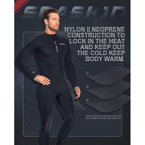  Seaskin 5mm Wetsuits for Men Front Zip Full Wetsuit