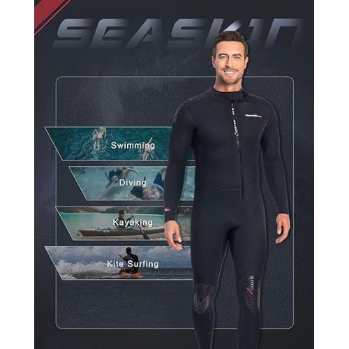  Seaskin 5mm Wetsuits for Men Front Zip Full Wetsuit