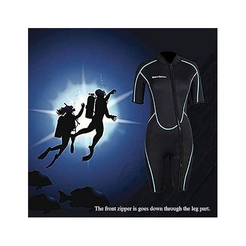  Seaskin 2 Pieces Shorty Wetsuit, 3mm Mens XXXLarge Size and Womens XXLarge Size Diving Suit Front Zip Wetsuit for Diving Snorkeling Surfing Swimming