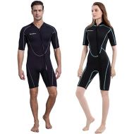 Seaskin 2 Pieces Shorty Wetsuit, 3mm Mens XXLarge Size and Womens XLarge Size Diving Suit Front Zip Wetsuit for Diving Snorkeling Surfing Swimming