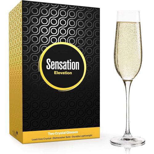  [아마존베스트]Season STORY Champagne Flutes Set of 2 Crystal Glass Flute - 8oz Holiday Champaign Glasses, Wedding Glassware for Sparkling Wine, Fancy Long stem Perfect 4 Moet, Prosecco, copas de