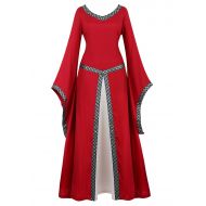 Seasonfcostume Womens Deluxe Medieval Victorian Costume Renaissance Long Dress Costumes Irish Over Cosplay Retro Gown