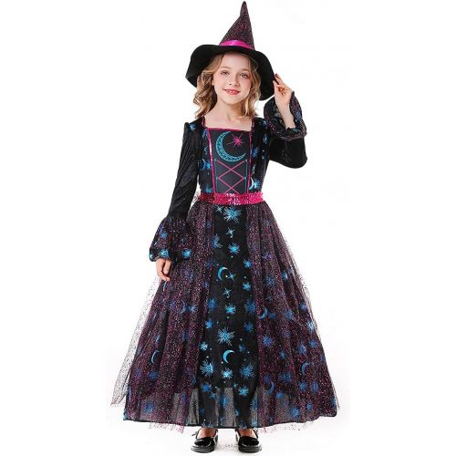  할로윈 용품Seasons Girls Light Up Deluxe Moonlight Witch Costume (M(8-10))