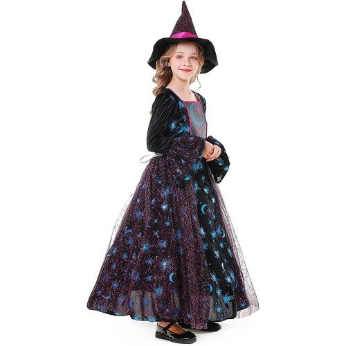  할로윈 용품Seasons Girls Light Up Deluxe Moonlight Witch Costume (M(8-10))