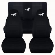 Designcovers Fits 1994 to 2004 Ford Mustang Solid Black Seat Covers with Your Choice of Color Horse Fits 1994 to 2004 (Convertible, White)