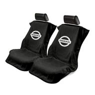 Seat Armour 2 Piece Front Car Seat Covers for Nissan - Black Terry Cloth