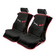 Seat Armour 2 Piece Front Car Seat Covers for Corvette C5 - Black Terry Cloth