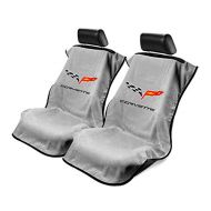 Seat Armour 2 Piece Front Car Seat Covers for Corvette C6 - Grey Terry Cloth