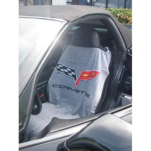  Seat Armour 2 Piece Front Car Seat Covers for Corvette C6 - Grey Terry Cloth