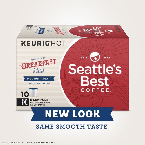  Seattles Best Coffee Breakfast Blend Medium Roast Single Cup Coffee for Keurig Brewers, 6 Boxes of 10 (60 Total K-Cup pods)