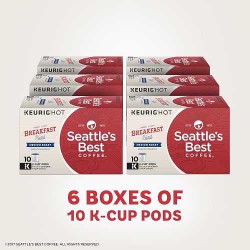  Seattles Best Coffee Breakfast Blend Medium Roast Single Cup Coffee for Keurig Brewers, 6 Boxes of 10 (60 Total K-Cup pods)