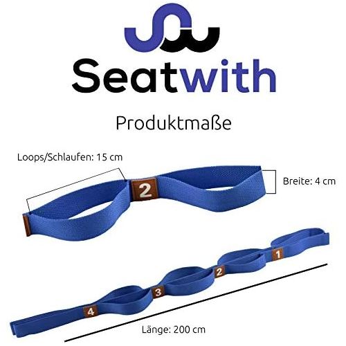  [아마존베스트]Seatwith Exercise Strap With 10 Loops, Yoga Strap, 200 X 4 Cm, Stretch Strap For Greater Mobility, Includes Transport Bag And Training Instructions (English Language Not Guaranteed