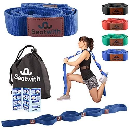  [아마존베스트]Seatwith Exercise Strap With 10 Loops, Yoga Strap, 200 X 4 Cm, Stretch Strap For Greater Mobility, Includes Transport Bag And Training Instructions (English Language Not Guaranteed