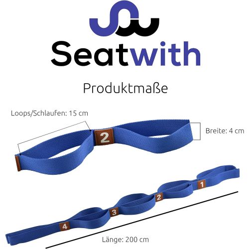  [아마존베스트]Seatwith Exercise Strap With 10 Loops, Yoga Strap, 200 X 4 Cm, Stretch Strap For Greater Mobility, Includes Transport Bag And Training Instructions (English Language Not Guaranteed