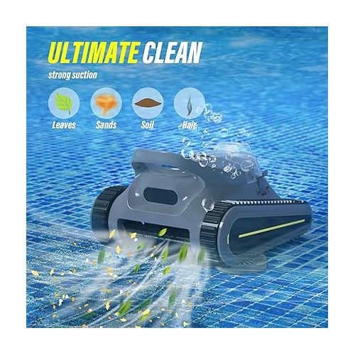  New Crab Cordless Robotic Pool Vacuum Cleaner Waterline Cleaning, Wall-Climbing, Intelligent Route Planning