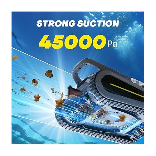  (2024 New) Seauto Crab Cordless Robotic Pool Vacuum, Wall-Climbing, Automatic Pool Cleaner, Suitable for Walls and Floors of 1614 Square Feet Pool