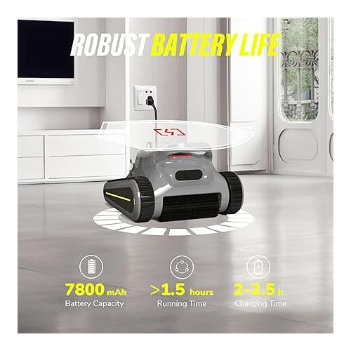  (2024 New) Crab Cordless Robotic Pool Cleaner，Wall-Climbing， Automatic Pool Cleaner，Pool Vacuum for Inground Pools