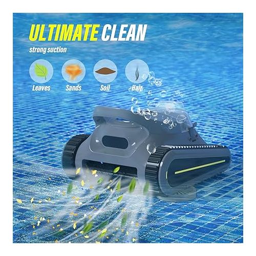  (2024 New) Crab Cordless Robotic Pool Cleaner，Wall-Climbing， Automatic Pool Cleaner，Pool Vacuum for Inground Pools