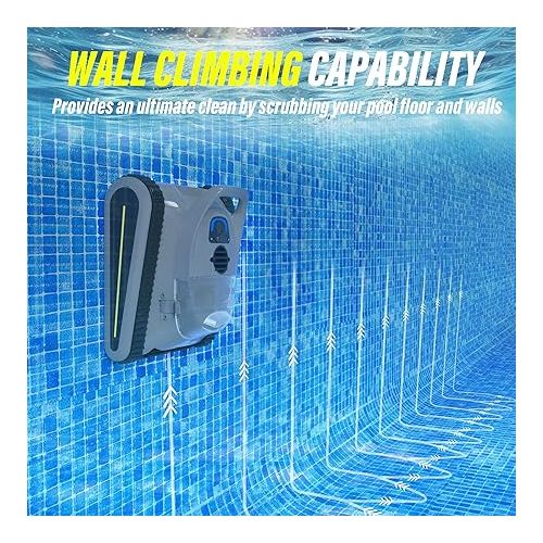  (2024 New) Crab Cordless Robotic Pool Cleaner，Wall-Climbing， Automatic Pool Cleaner，Pool Vacuum for Inground Pools