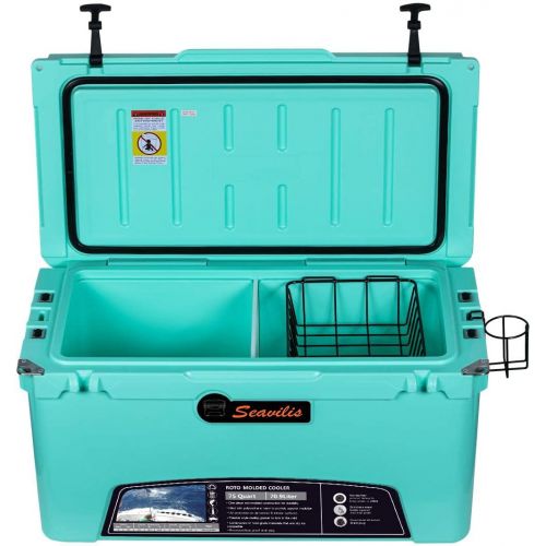  Seavilis Milee-Heavy Duty Cooler-75QT -Green （Included $50.0 Accessories : Hanging Wire Basket,Cooler Divider and Cup Holder are Free