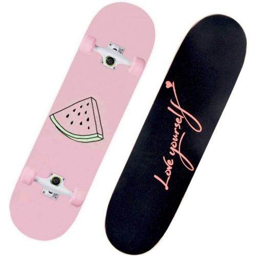  Seaweed Complete Skateboard Mini Cruiser 31-inch Beginner Skateboard-Pink Series Watermelon Pattern Girl