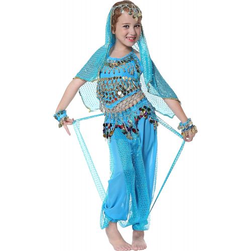  Seawhisper Girls Belly Dancer Costume Halloween Outfit for Kids