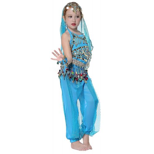  Seawhisper Girls Belly Dancer Costume Halloween Outfit for Kids