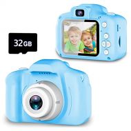 [아마존베스트]Seckton Upgrade Kids Selfie Camera, Christmas Birthday Gifts for Boys Age 3-9, HD Digital Video Cameras for Toddler, Portable Toy for 3 4 5 6 7 8 Year Old Boy with 32GB SD Card-Blu