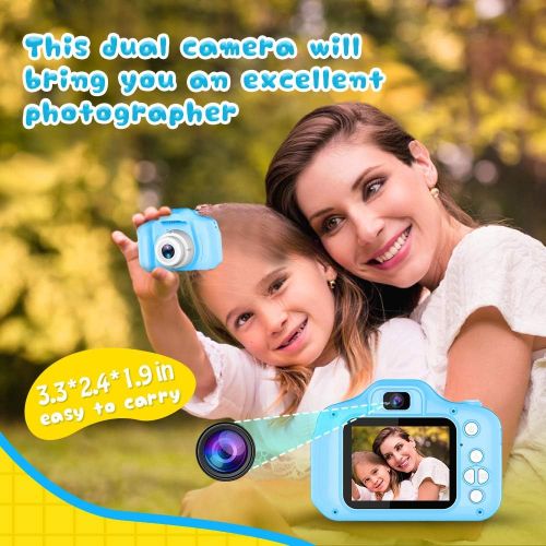  [아마존베스트]Seckton Upgrade Kids Selfie Camera, Christmas Birthday Gifts for Boys Age 3-9, HD Digital Video Cameras for Toddler, Portable Toy for 3 4 5 6 7 8 Year Old Boy with 32GB SD Card-Blu