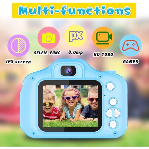  [아마존베스트]Seckton Upgrade Kids Selfie Camera, Christmas Birthday Gifts for Boys Age 3-9, HD Digital Video Cameras for Toddler, Portable Toy for 3 4 5 6 7 8 Year Old Boy with 32GB SD Card-Blu