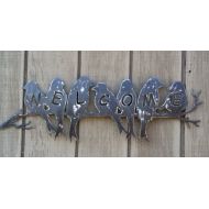 SecondHandMetalArt Bird Welcome Sign