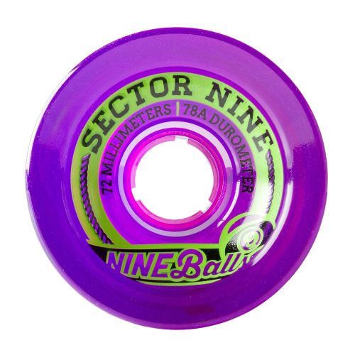  Sector 9 Top Shelf Nine Balls Skateboard Wheel, Purple, 72mm 75A