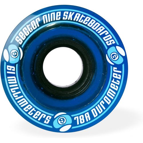  Sector 9 9 Ball 78a 61mm Clear Blue Longboard Wheels (Set Of 4)