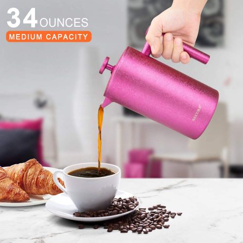  Secura Kaffeebereiter aus Edelstahl 34 Ounce magenta