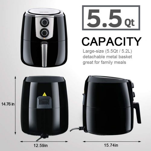  [아마존 핫딜] [아마존핫딜]Secura Air Fryer 1800W Electric Hot Air Fryers Nonstick Cooker for Healthy Oil-free Low Fat Cooking with Automatic Timer and Temperature Control, Extra Large Capacity 5.2L/5.5QT, B