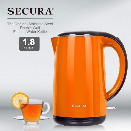  [아마존베스트]Secura The Original Stainless Steel Double Wall Electric Water Kettle 1.8 Quart (Orange)