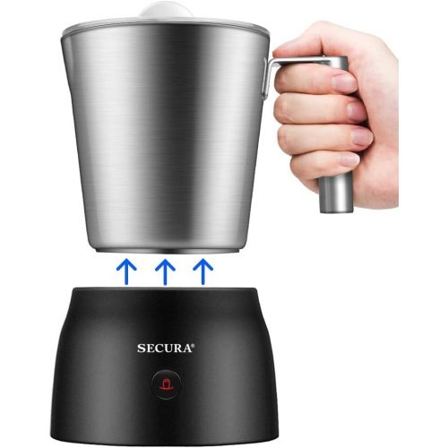  Secura Detachable Milk Frother, 17oz Electric Milk Steamer Stainless Steel, Automatic Hot/Cold Foam and Hot Chocolate Maker with Dishwasher Safe, 120V