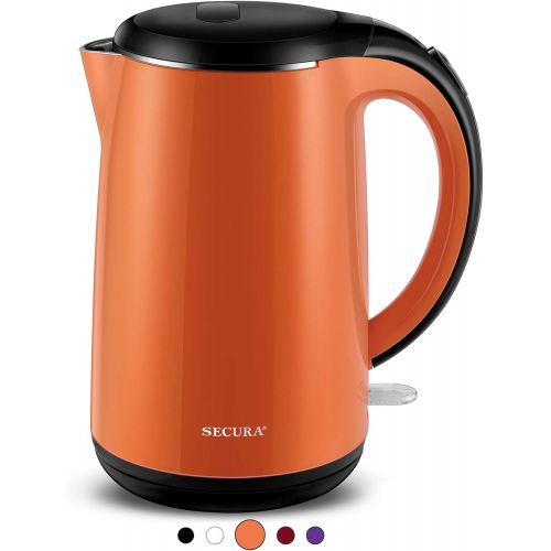  Secura SWK-1701DB The Original Stainless Steel Double Wall Electric Water Kettle 1.8 Quart, Orange