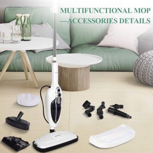  Secura Steam Mop 10-in-1 Convenient Detachable Steam Cleaner, White Multifunctional Cleaning Machine Floor Steamer with 3 Microfiber Mop Pads